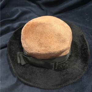 Stylish Tan and Black Hat with Bow